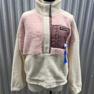 Columbia Sherpa Fleece Pullover Pink Cream Women’s Large